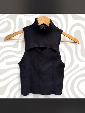 Kendall & Kylie Black Sleeveless Mock Neck Cutout Sweater
